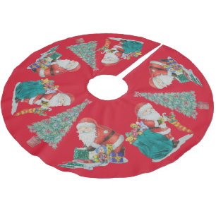 christmas trees and cute santas colorful festive brushed polyester tree skirt