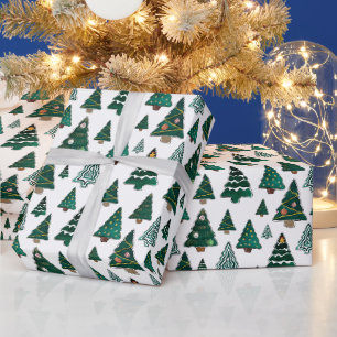Christmas Trees and Decorations White Christmas  Wrapping Paper