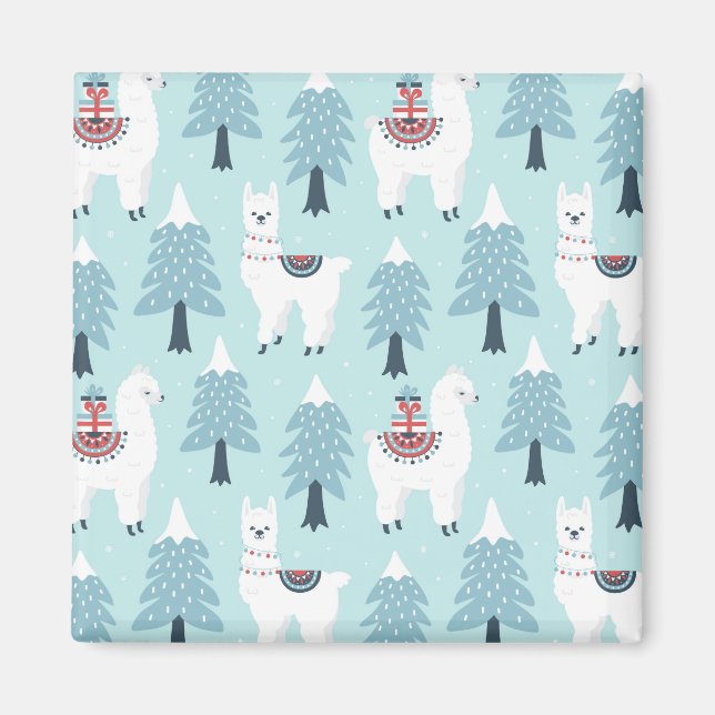 Christmas Trees and Llamas Magnet (Front)