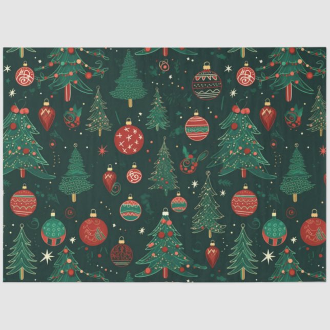 Christmas Trees and Ornaments Christmas Tissue Paper (Front)