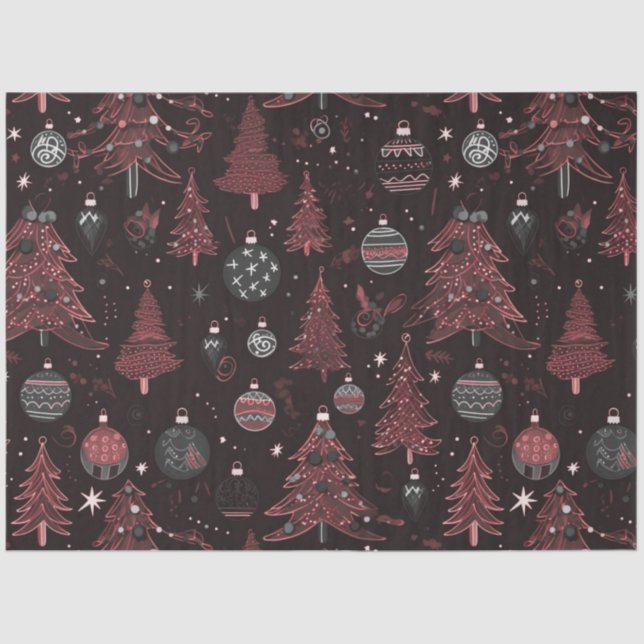 Christmas Trees and Ornaments Christmas Tissue Paper (Front)