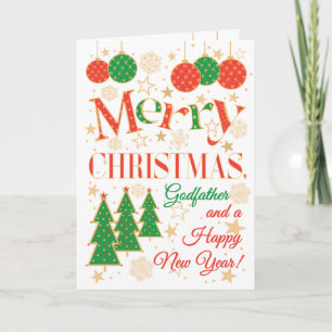 Christmas Trees and Ornaments for Godfather Card