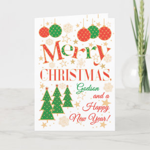 Christmas Trees and Ornaments for Godson Card