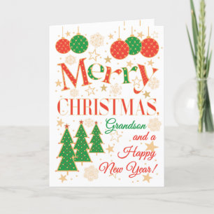 Christmas Trees and Ornaments for Grandson Card