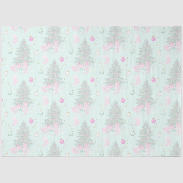 Christmas Trees and Ornaments Green Christmas Tissue Paper (Front)