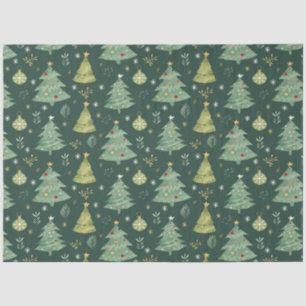 Christmas Trees and Ornaments Pattern Tissue Paper