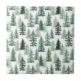 Christmas Trees and Snow in the Forest Tile