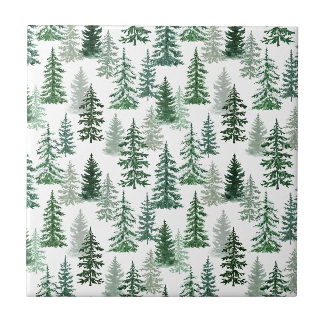 Christmas Trees and Snow in the Forest  Tile (Front)