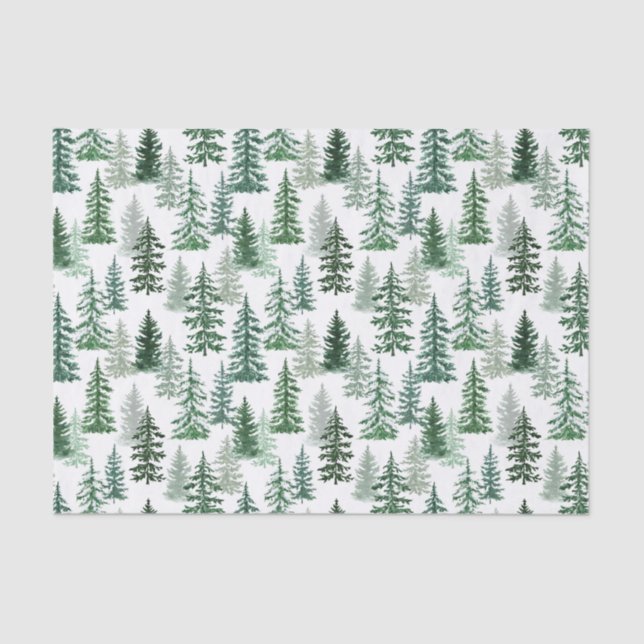 Christmas Trees and Snow in the Forest  Tissue Paper (Front)