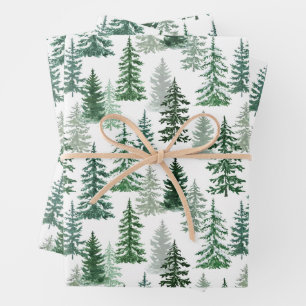 Christmas Trees and Snow in the Forest Wrapping Paper Sheet