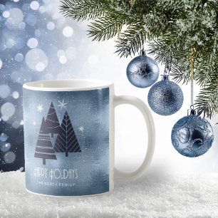 Christmas Trees and Snowflakes Blue ID863 Coffee Mug