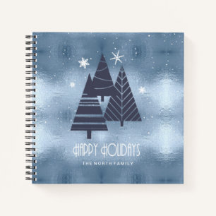 Christmas Trees and Snowflakes Blue ID863 Notebook