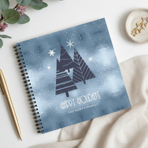 Christmas Trees and Snowflakes Blue ID863 Notebook