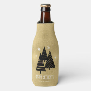 Christmas Trees and Snowflakes Gold ID863  Bottle Cooler