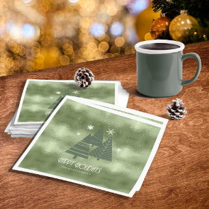Christmas Trees and Snowflakes Green ID863 Napkin