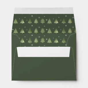Christmas Trees and Snowflakes Pattern Green ID863 Envelope