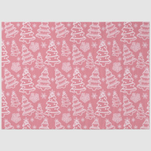 Christmas Trees and Snowflakes Pink Christmas Tissue Paper