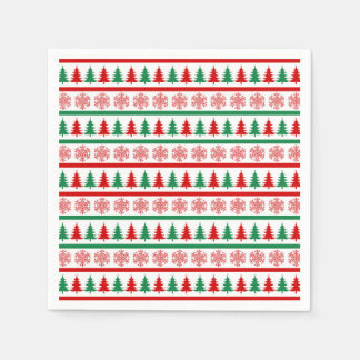Christmas Trees and Snowflakes Print Paper Napkins