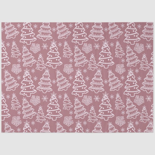 Christmas Trees and Snowflakes Purple Christmas Tissue Paper (Front)