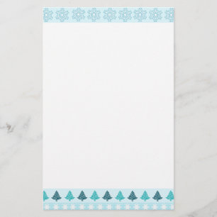Christmas Trees and Snowflakes Stationery