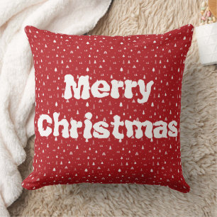 Christmas Trees and Snowflakes Throw Pillow