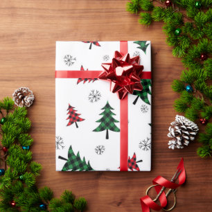 Christmas Trees and Snowflakes Wrapping Paper