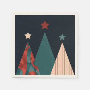 Christmas trees and stars in blue/red seasonal napkin