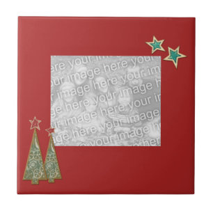 Christmas Trees and Stars-Personalize Photo Tile