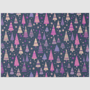 Christmas Trees and Stars Purple Gold Christmas Tissue Paper
