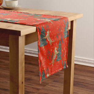 Christmas trees and tigers pattern 2 short table runner