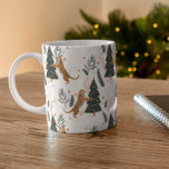 Christmas trees and tigers pattern coffee mug<br><div class="desc">Cute Christmas trees and tigers seamless pattern with a white and changeable background.</div>