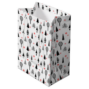 🎄Christmas trees and🎾tennis rackets Medium Gift Bag