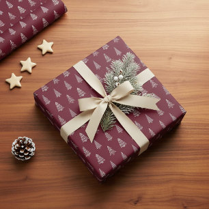 Christmas Trees & Autumn Red Wrapping Paper Roll