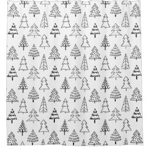 Christmas Trees Black and White Pattern