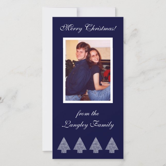 Christmas Trees Blue Photo Card (Front)
