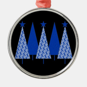 Christmas Trees - Blue Ribbon Colon Cancer Metal Ornament