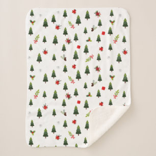Christmas Trees & Bows  Sherpa Blanket