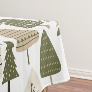 Christmas Trees brown and green Tablecloth