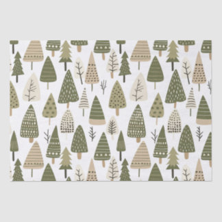 Christmas Trees brown and green Tissue Paper