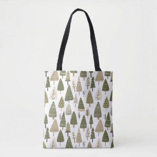 Christmas Trees brown and green Tote Bag