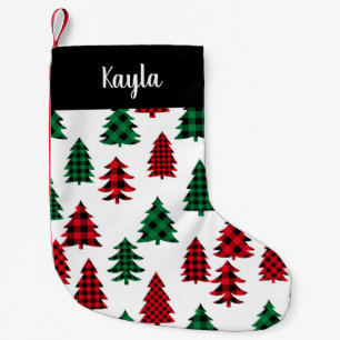 Christmas Trees Buffalo Plaid Small Christmas Stocking