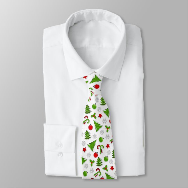 Christmas Trees Candy Canes Stars And Baubles Tie (Tied)