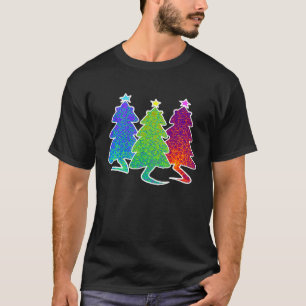 Christmas Trees Cat Lizard Dinosaur Rat Blue Green T-Shirt