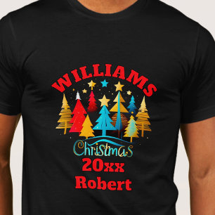 Christmas trees decorated family name editable T-Shirt