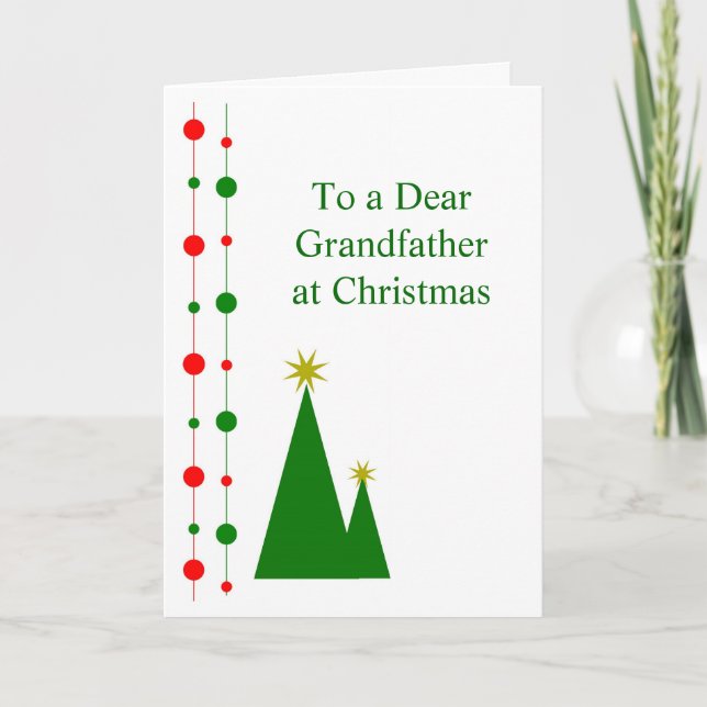 Christmas Trees Design Grandfather Christmas Holiday Card (Front)