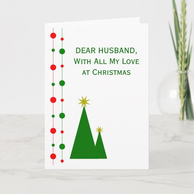 Christmas Trees Design Husband Christmas Holiday Card (Front)