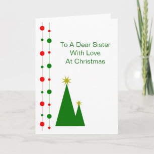 Christmas Trees Design Sister Christmas Holiday Card