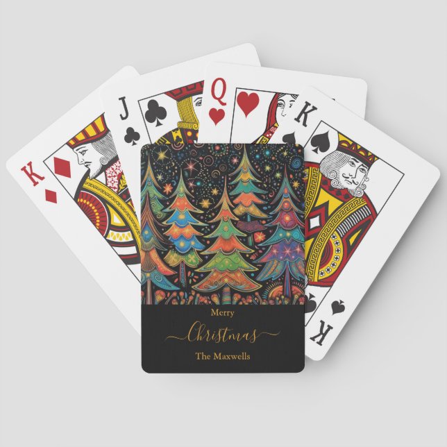 Christmas trees family name playing cards (Back)