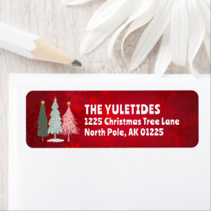 Christmas Trees Family Name Red Return Address