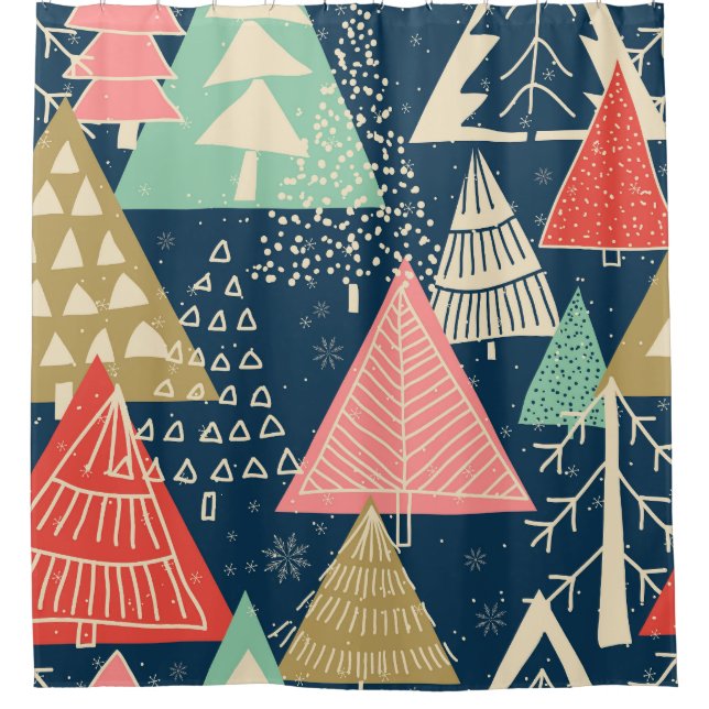 Christmas Trees Festive Seamless Illustration. (Front)